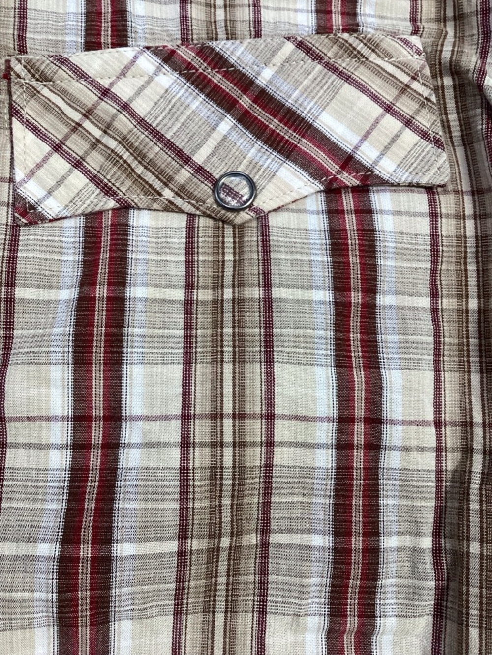 90’s Hawk Men's Brown Plaid Pearl Button Fringe Embroidered Western Shirt XL - Picture 4 of 10